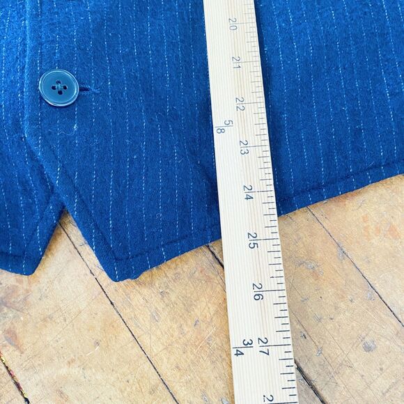 What Goes Around Comes Around VINTAGE Vest XL Blue Wool Blend Pinstripe Classic - Picture 4 of 7